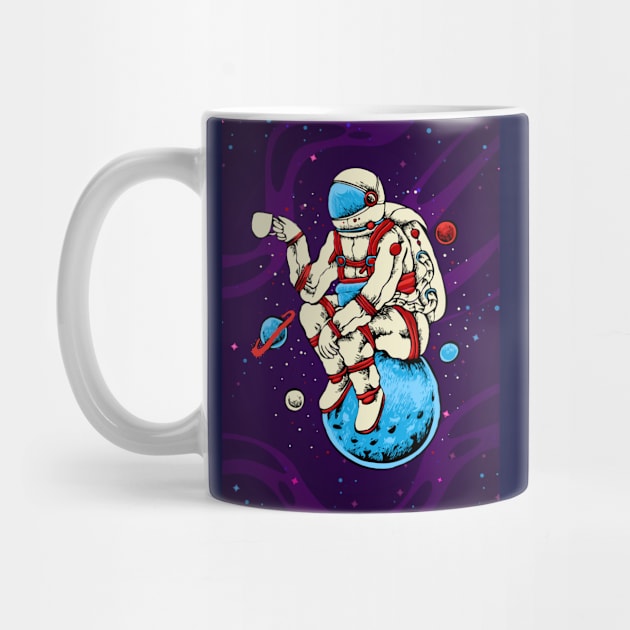 Astronaut, coffee, Moon by Synthwave1950